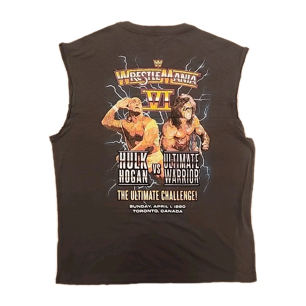 New WWE WrestleMania VI Hogan Ultimate Warrior Mens Medium Wrestling 80s Tee