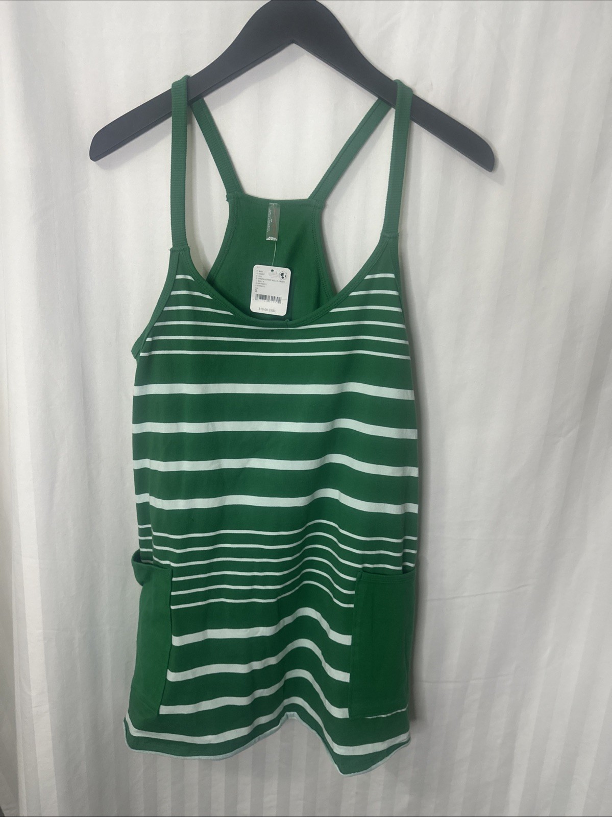 Women’s Free People Movement Hot Shot Mini Dress Romper S Green White Stripes