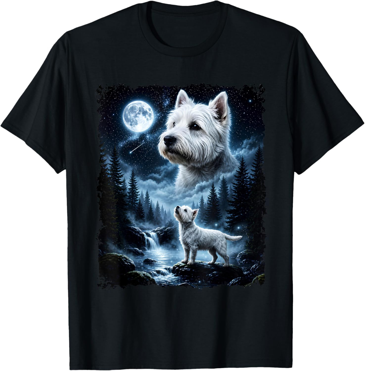West Highland White Terrier Howling At The Moon Halloween T-Shirt