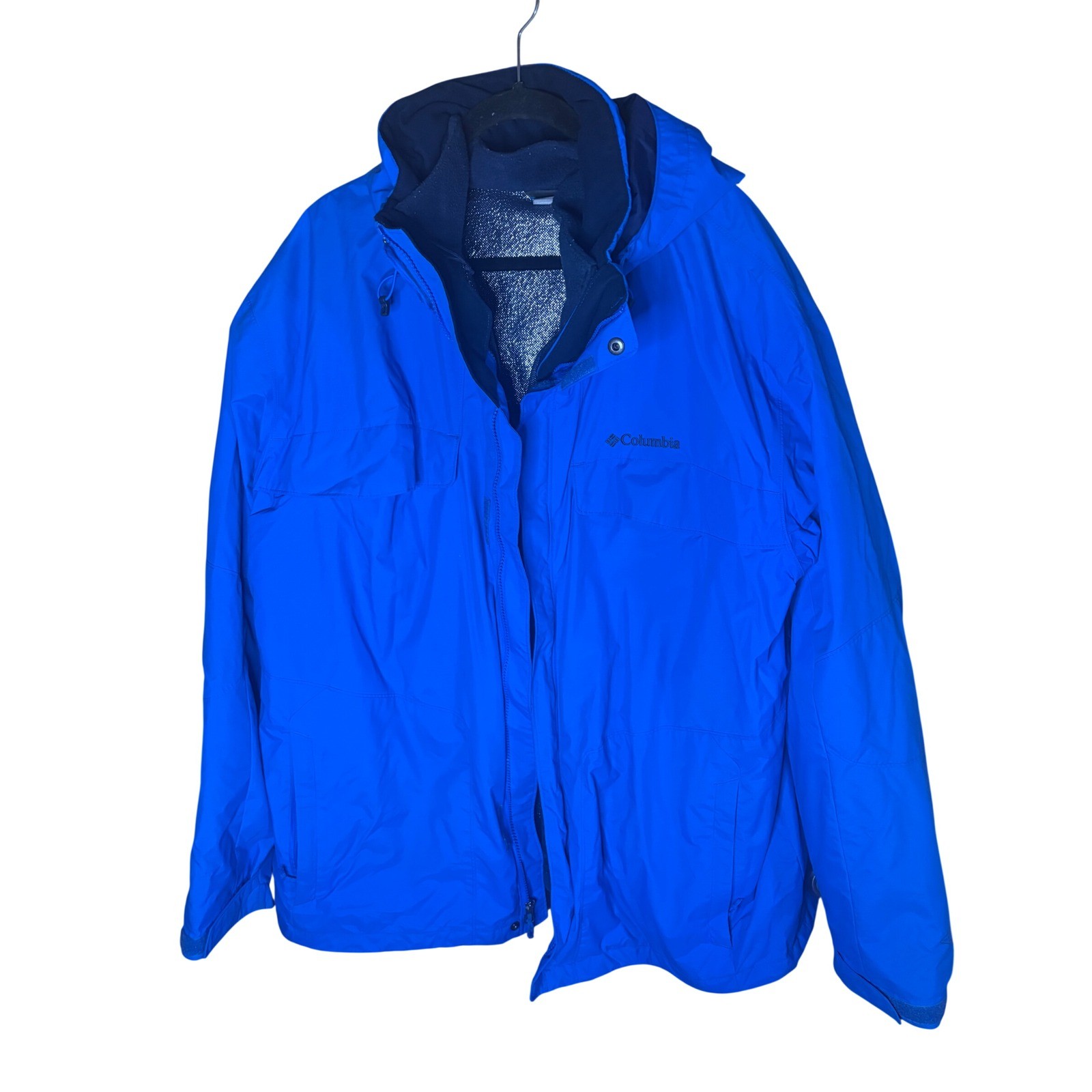 Columbia Omni-Tech 2 in 1 Omni-Heat Blue Waterproof Rain Jacket Mens XXL WM1053