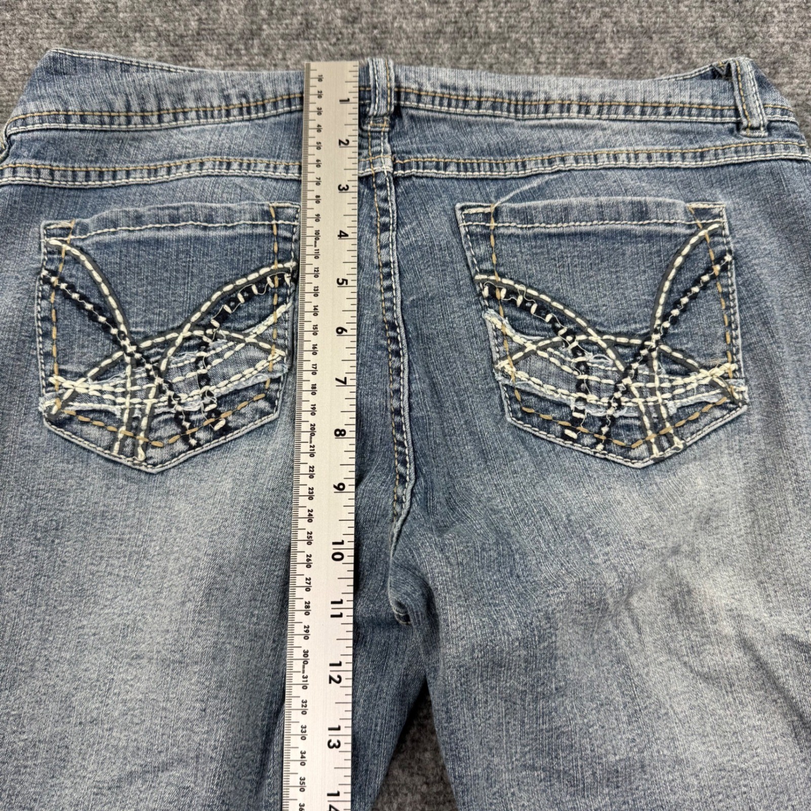 Mudd Flare Jeans Size 11 Blue Low Rise Embellished Y2K Denim Women’s