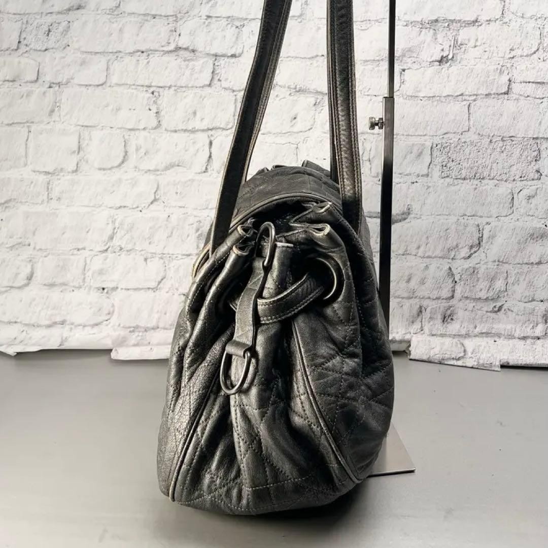 Dior Cannage Grey Shoulder Bag A-14687 Japan Used 0713879