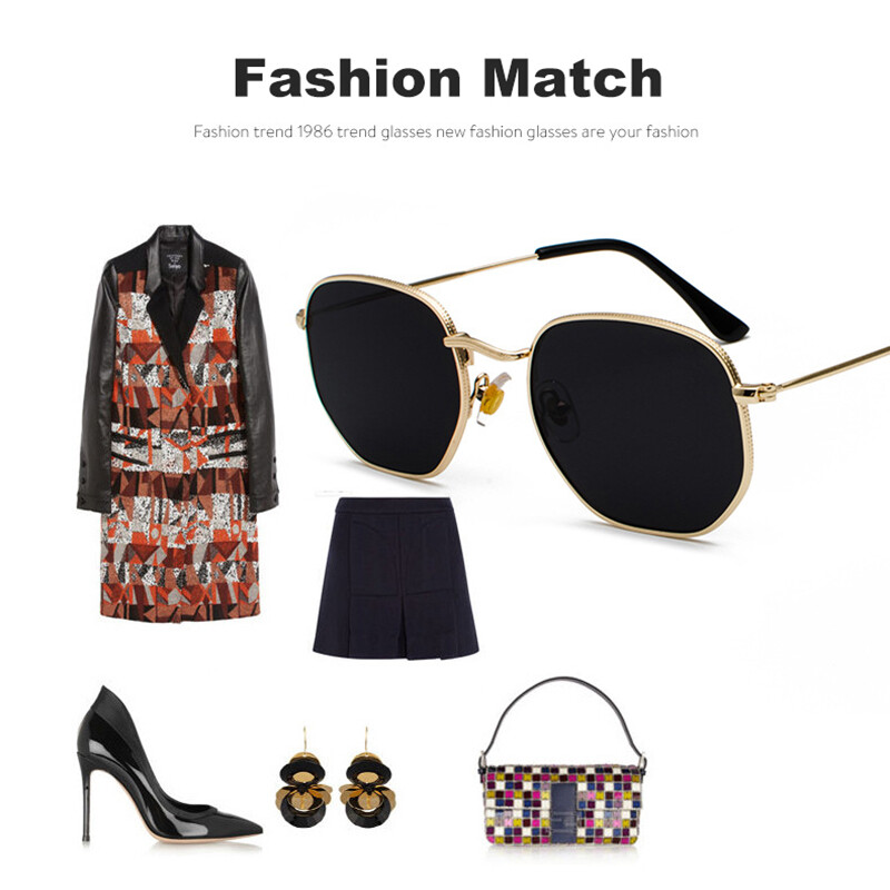 Hipster Hexagonal Sunglasses Men Women Vintage Metal Frame Retro Shade Glasses