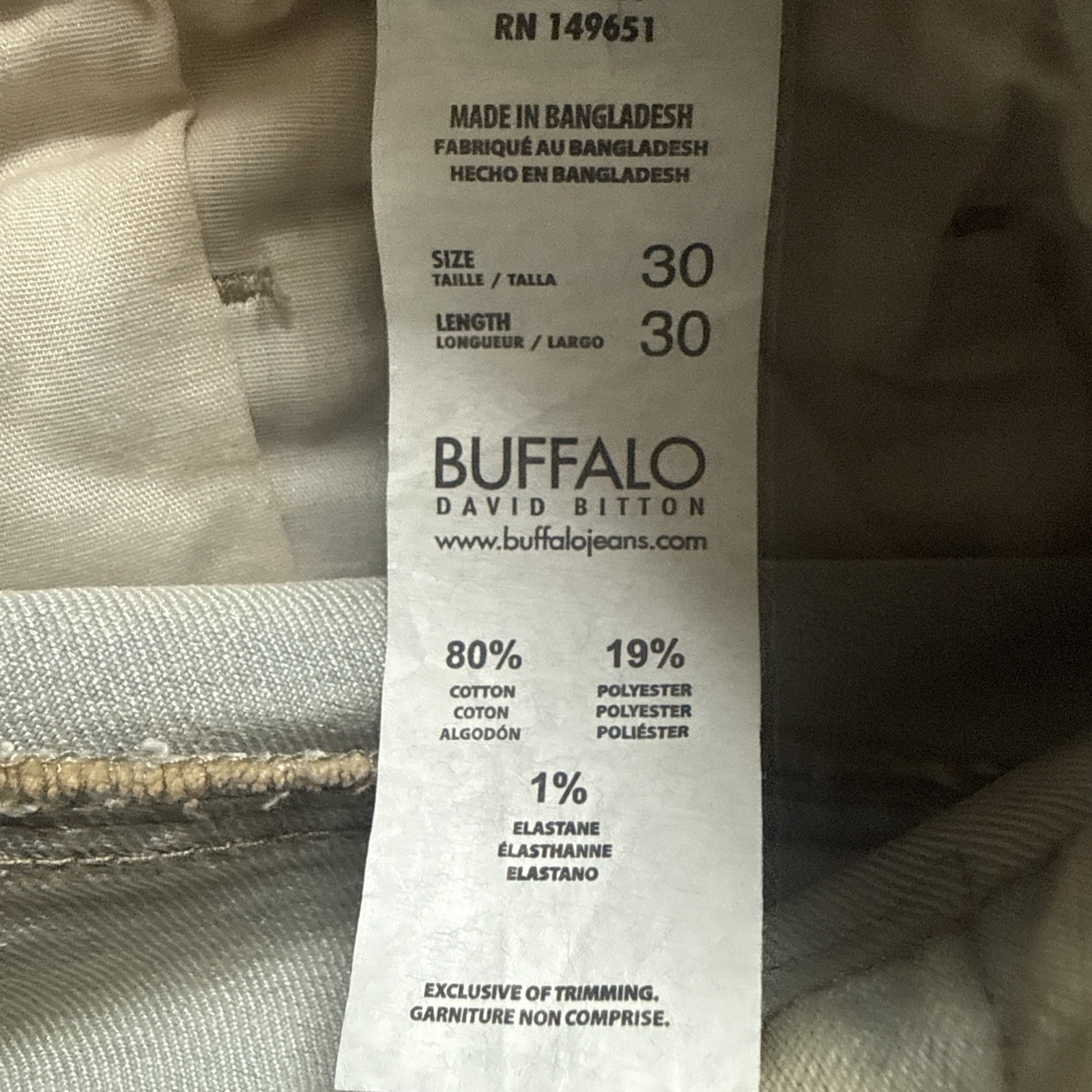 NEW Buffalo David Bitton King Slim Boot Jeans Mens 30×30 Sand Wash NWT Stretch