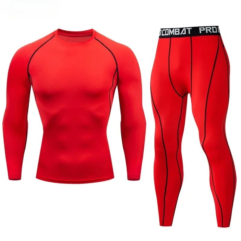 2Pcs Men Compression Sportswear Suit Elastic Training Yoga Sets Fitness Clothing