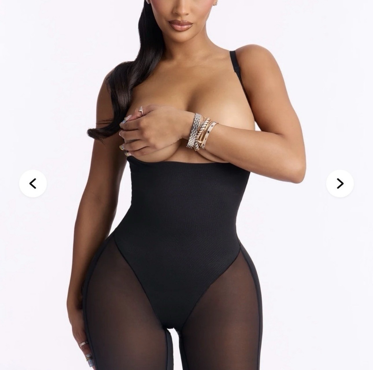 Fashion Nova Open Bust Butt Lifting Shapewear Bodysuit Black Small NWT