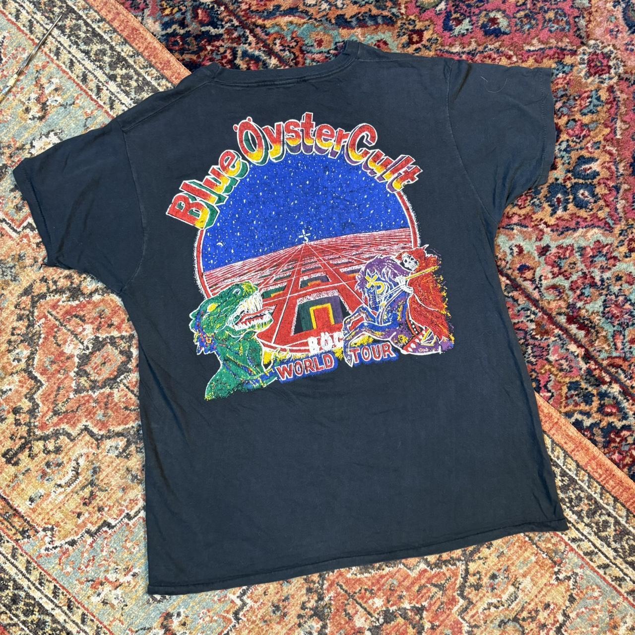 1980 Black Sabbath and Blue Oyster Cult 2 side black T shirt reprint NH16492
