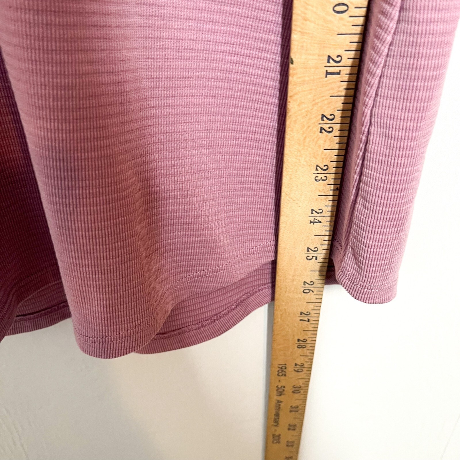 Seg’ments Womens Top 3/4 Sleeve Tencel Pink Ribbed V-Neck T-Shirt