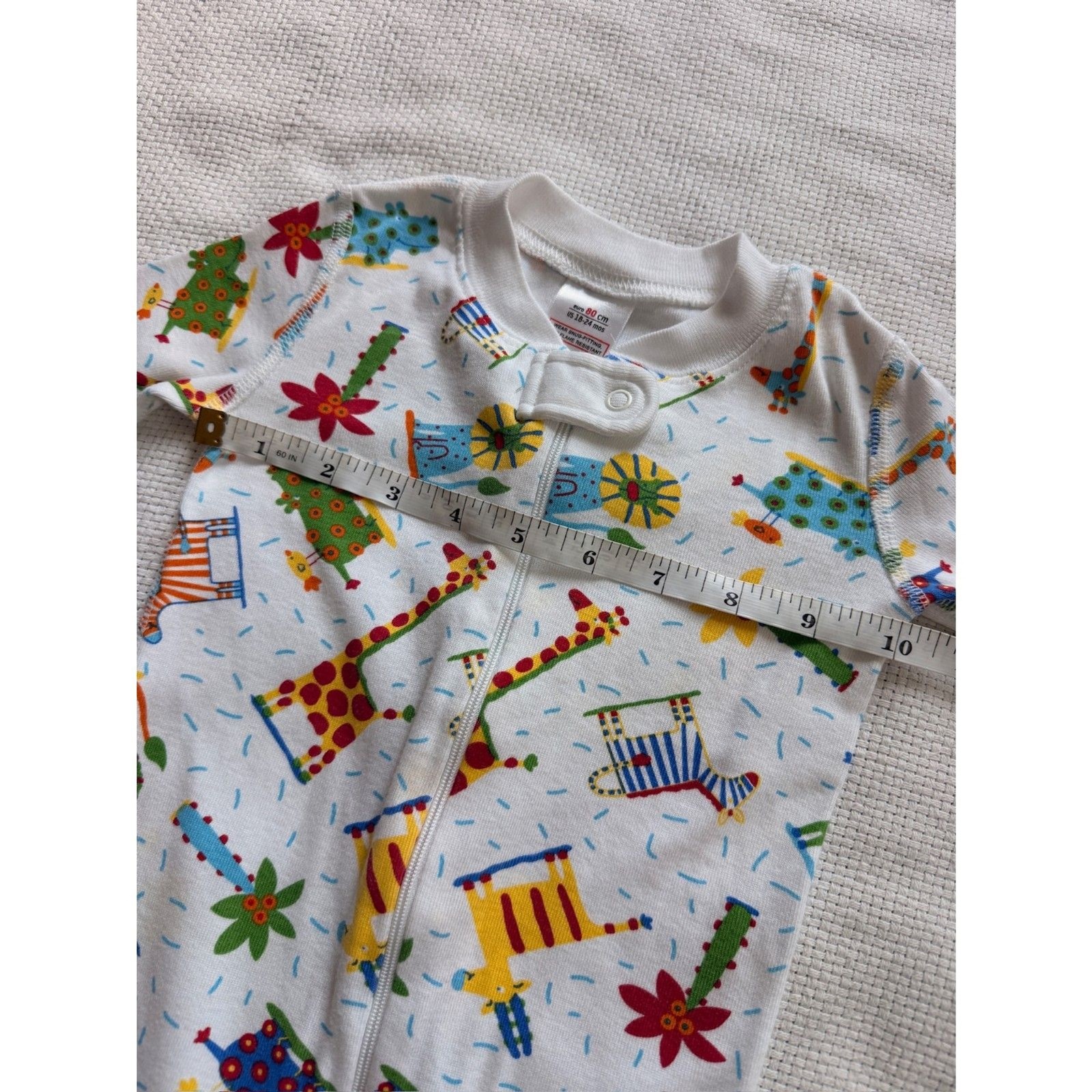Hanna Andersson Organic Cotton Sleeper Pajamas 18-24 Months 80 cm Animal Print