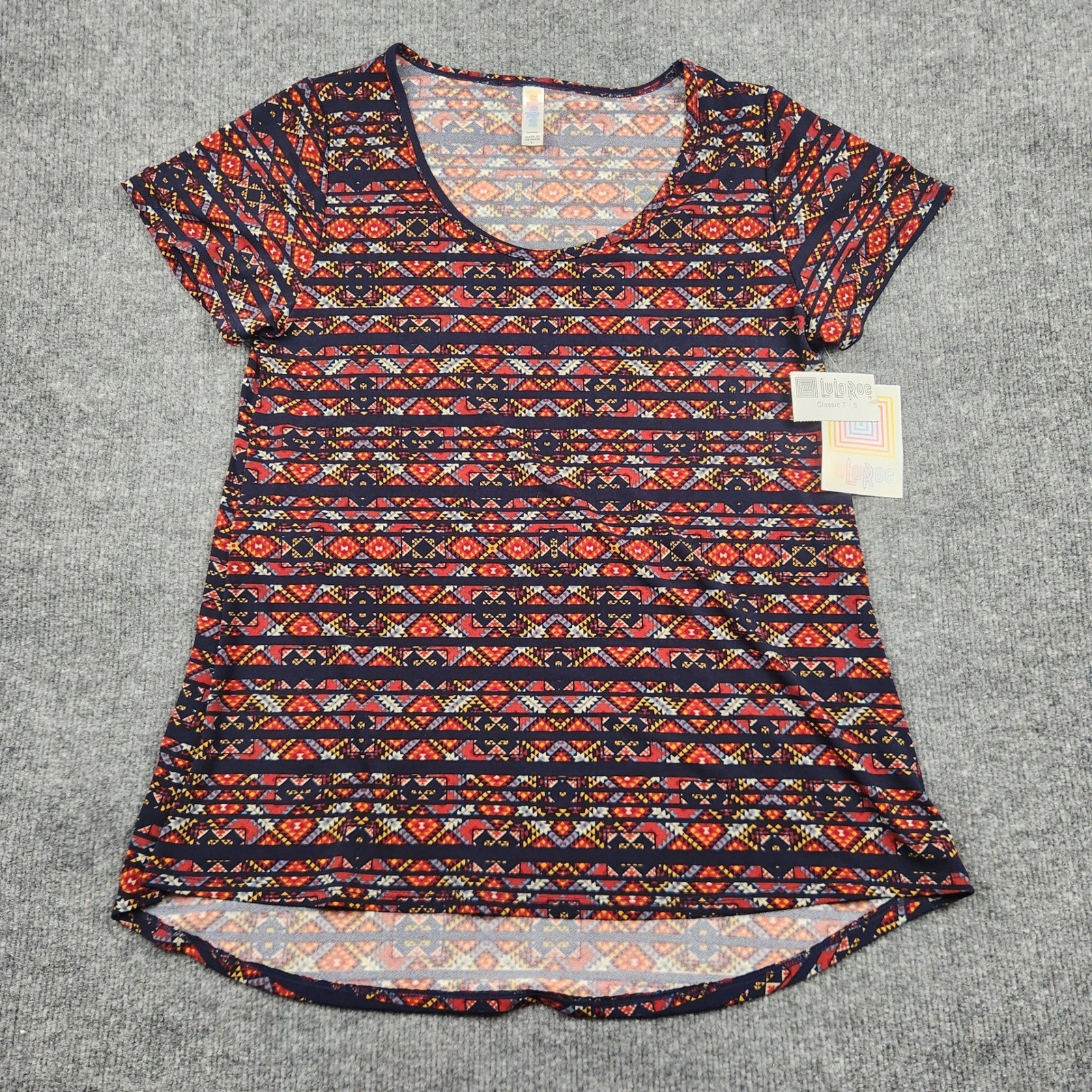 LuLaRoe Classic T Womens Small NWT Aztec Geometric Short Sleeve Scoop Neck Top