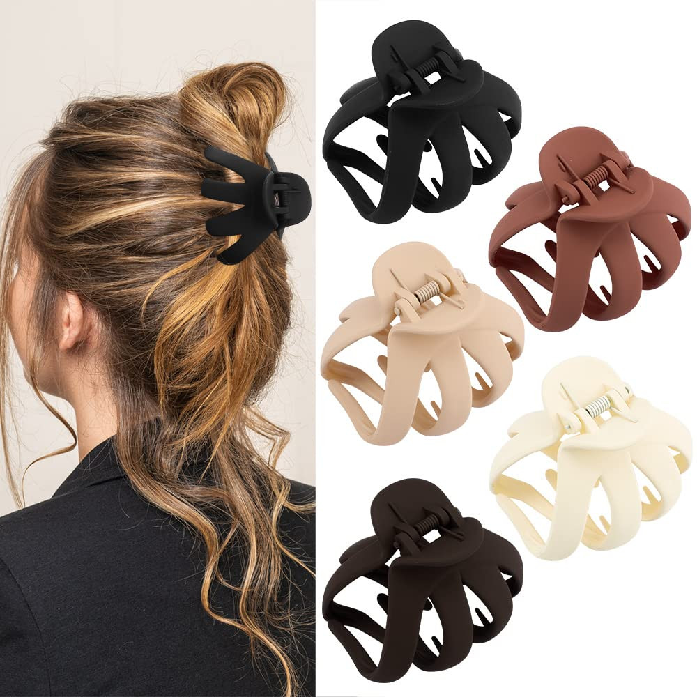 Hair Clips, 5Pcs Octopus Matte Hair Claws for Women, Large 3.15″ Hair Clips for