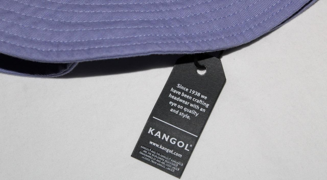 KANGOL Garment Washed Lavender Cotton Bucket Hat Cap Kangaroo Logo MEDIUM *1F