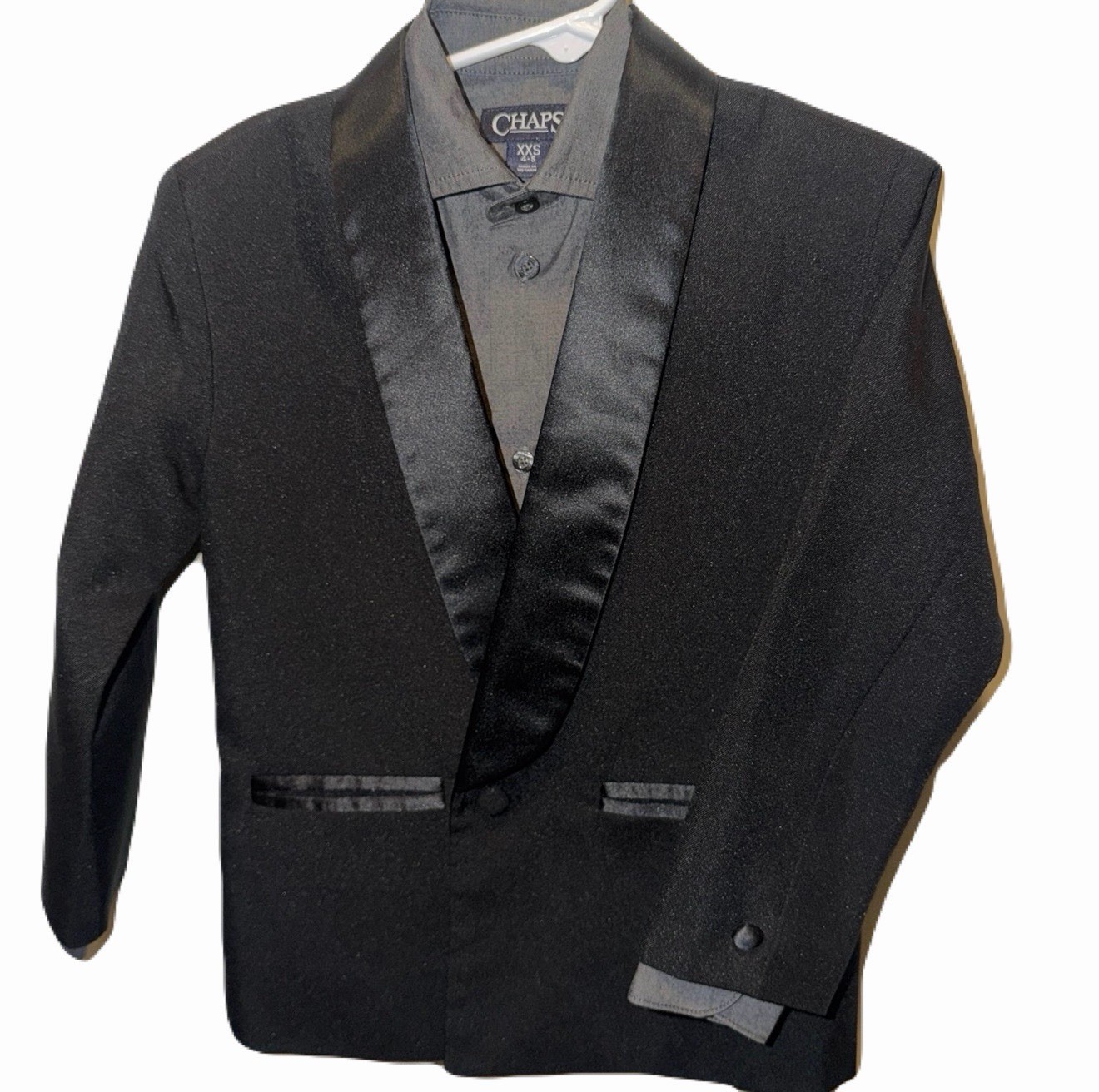 SUIT JACKET Black WITH DRESS SHIRT Charcoal Little Boys Size XXS (4/5)
