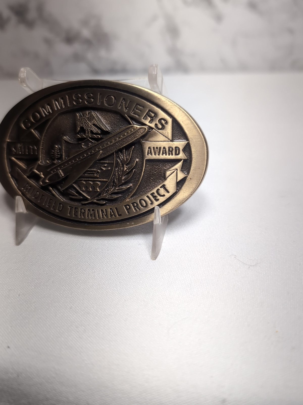 Commissioners Safety Award Midfield Terminal Project Pitts. PA Brass Belt Buckle