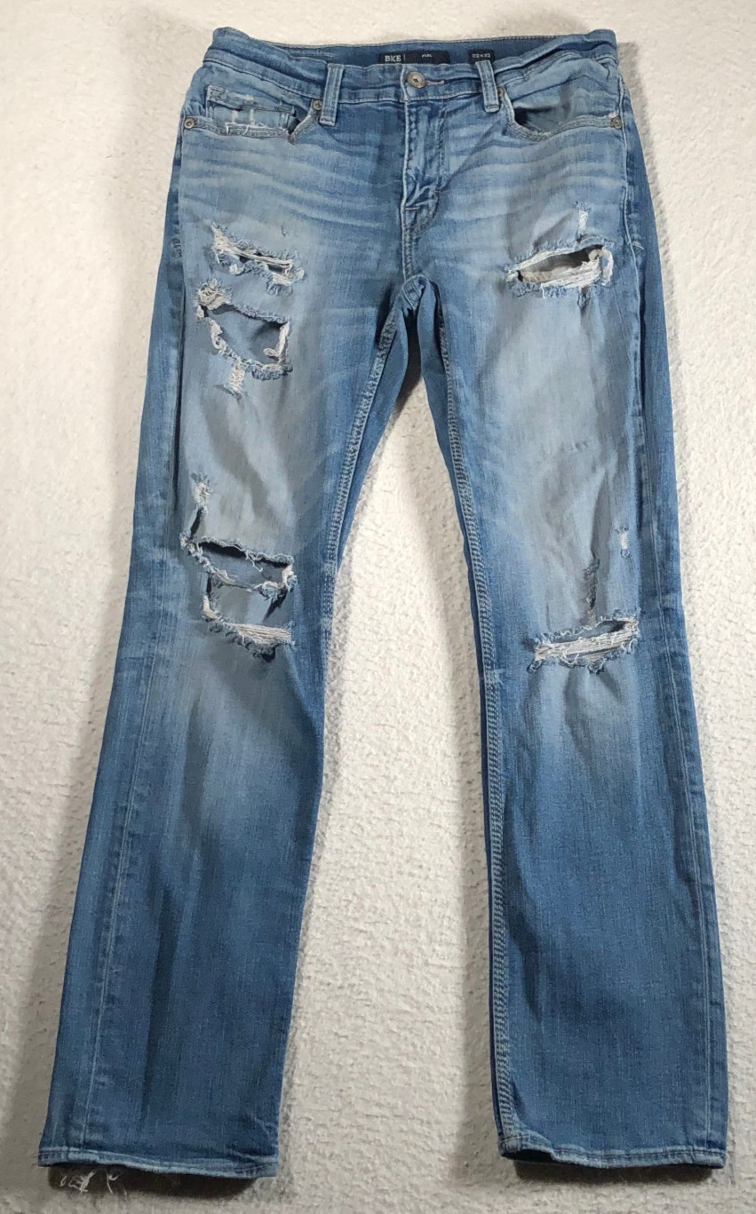 Buckle BKE Alec Men’s Blue Jeans Slim Straight Medium Wash Distressed 32×30