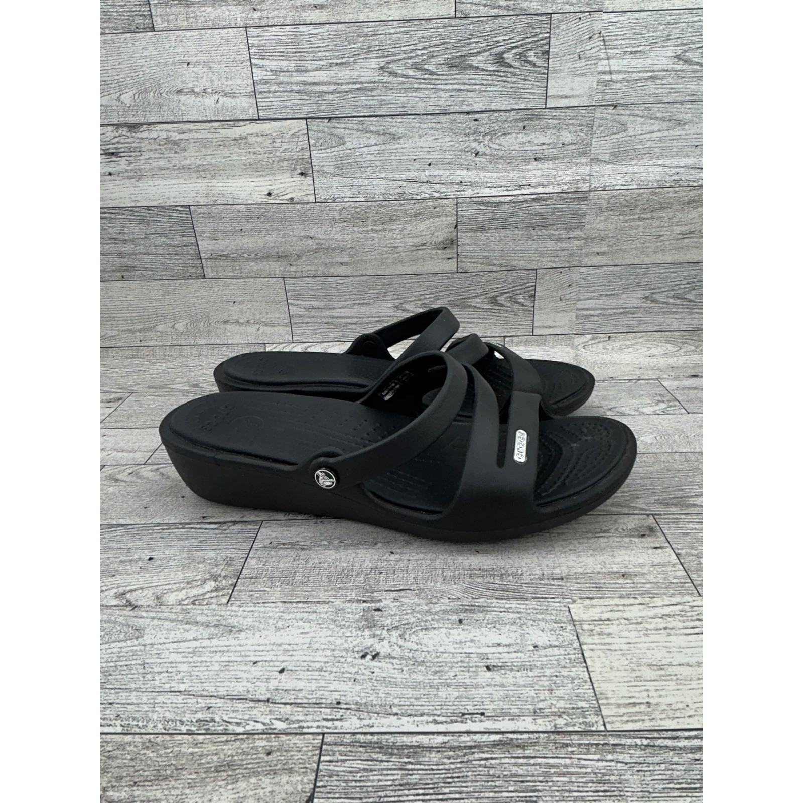 Crocs Women’s Black Kadee II Flip Flop Sandal Wedge Size 7