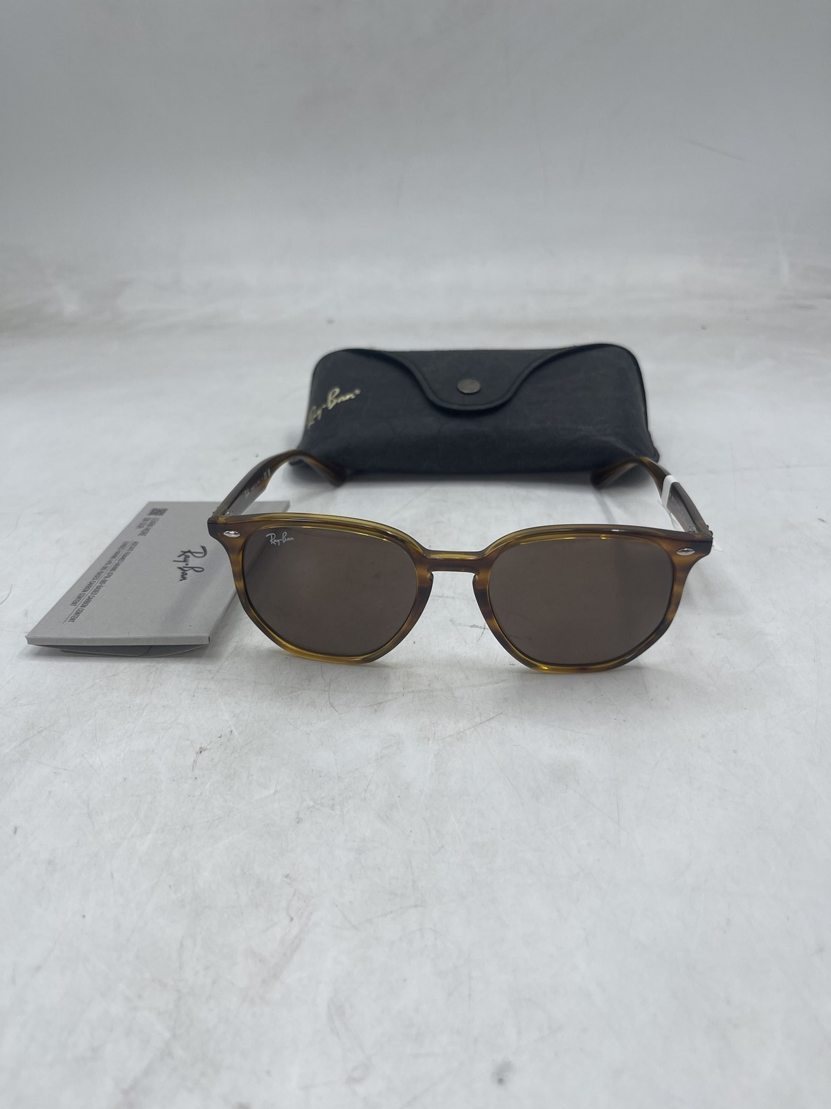 Ray Ban Unisex Irregular Sunglasses Striped Light Havana Dark Brown