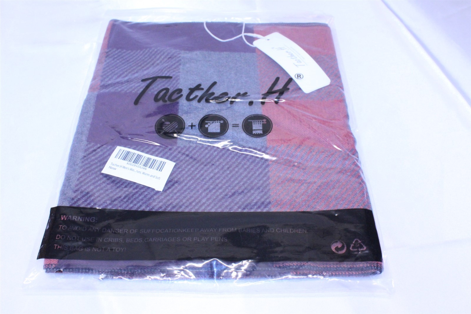 Multi-Color Plaid Scart Cashmere & Acrylic Blend Super Soft Purple Grey Orange