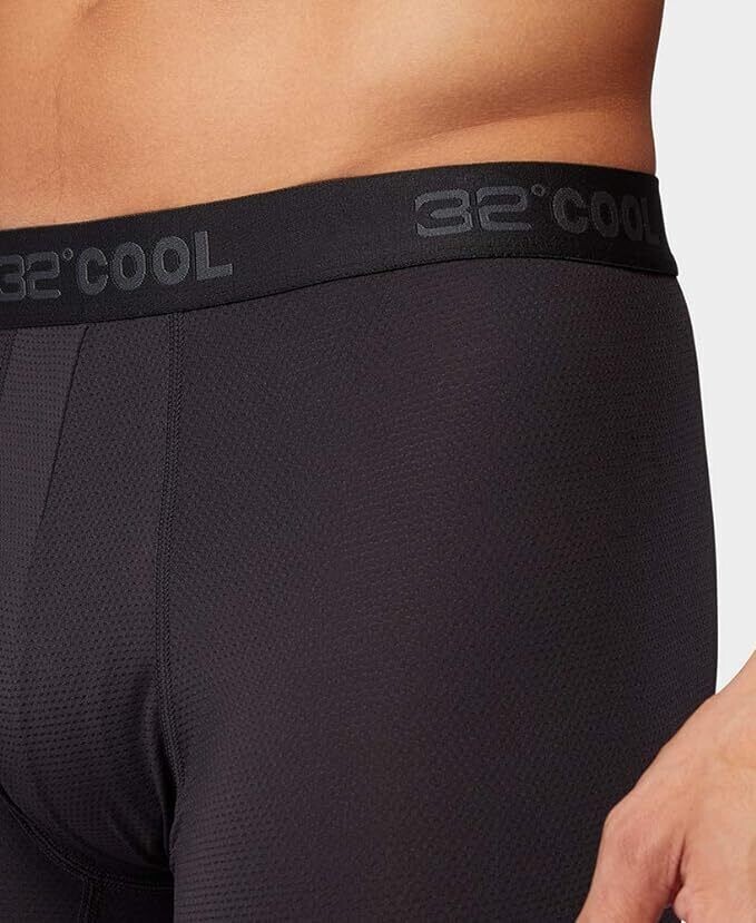 32 Degrees Cool Men’s 3-Pack Comfort Mesh Boxer Brief, Black, Size M