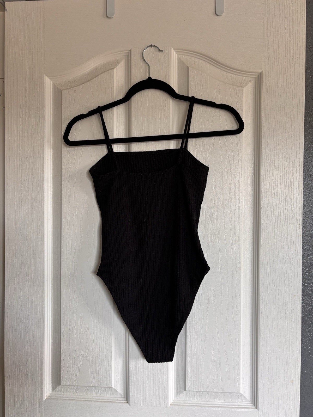 Topshop Black Solid One Piece Bodysuit, Strap Accent, Women’s US 6 Regular