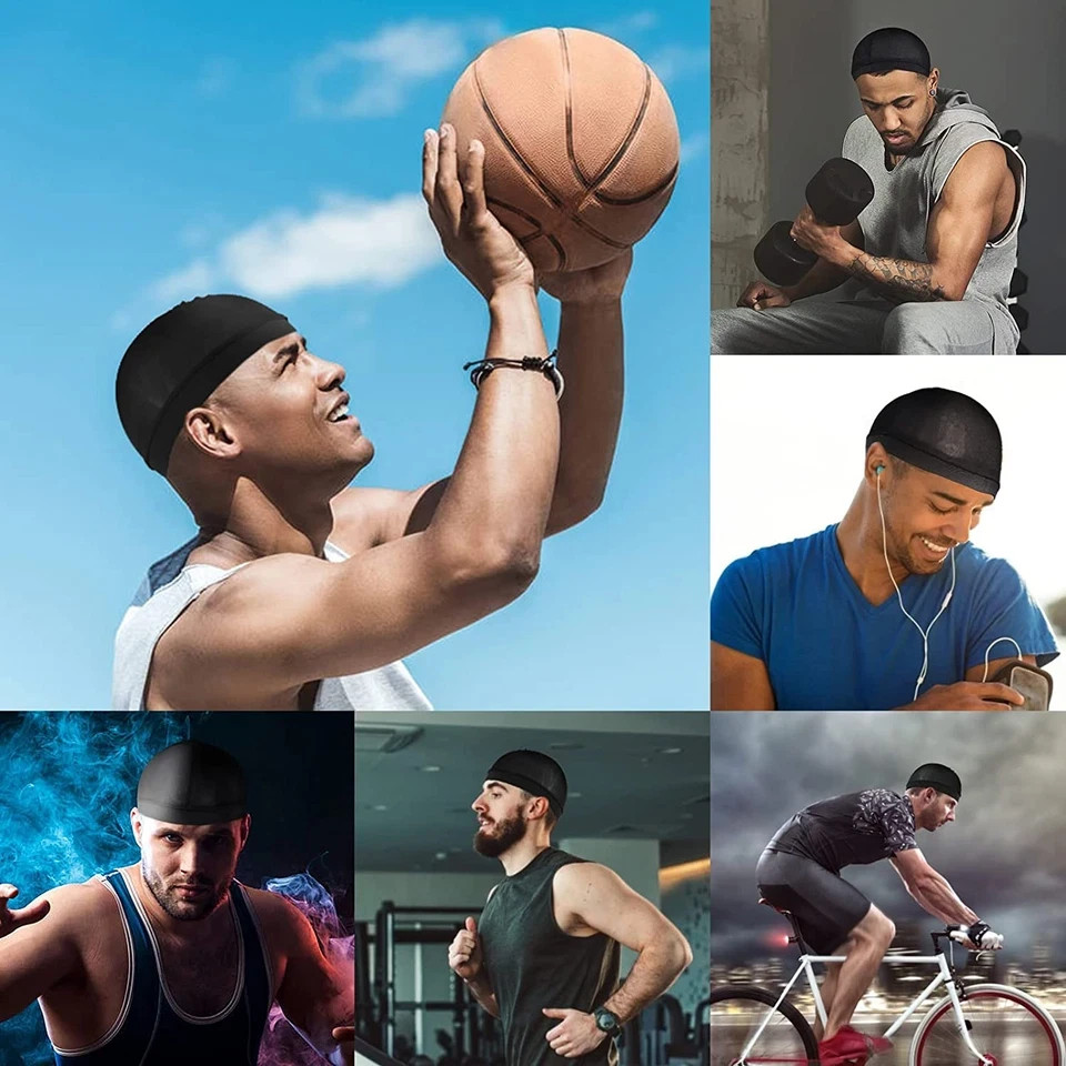2Pcs Wave Cap for Men Silky Stocking Caps for 360 540 720 Waves Satin Silk Durag