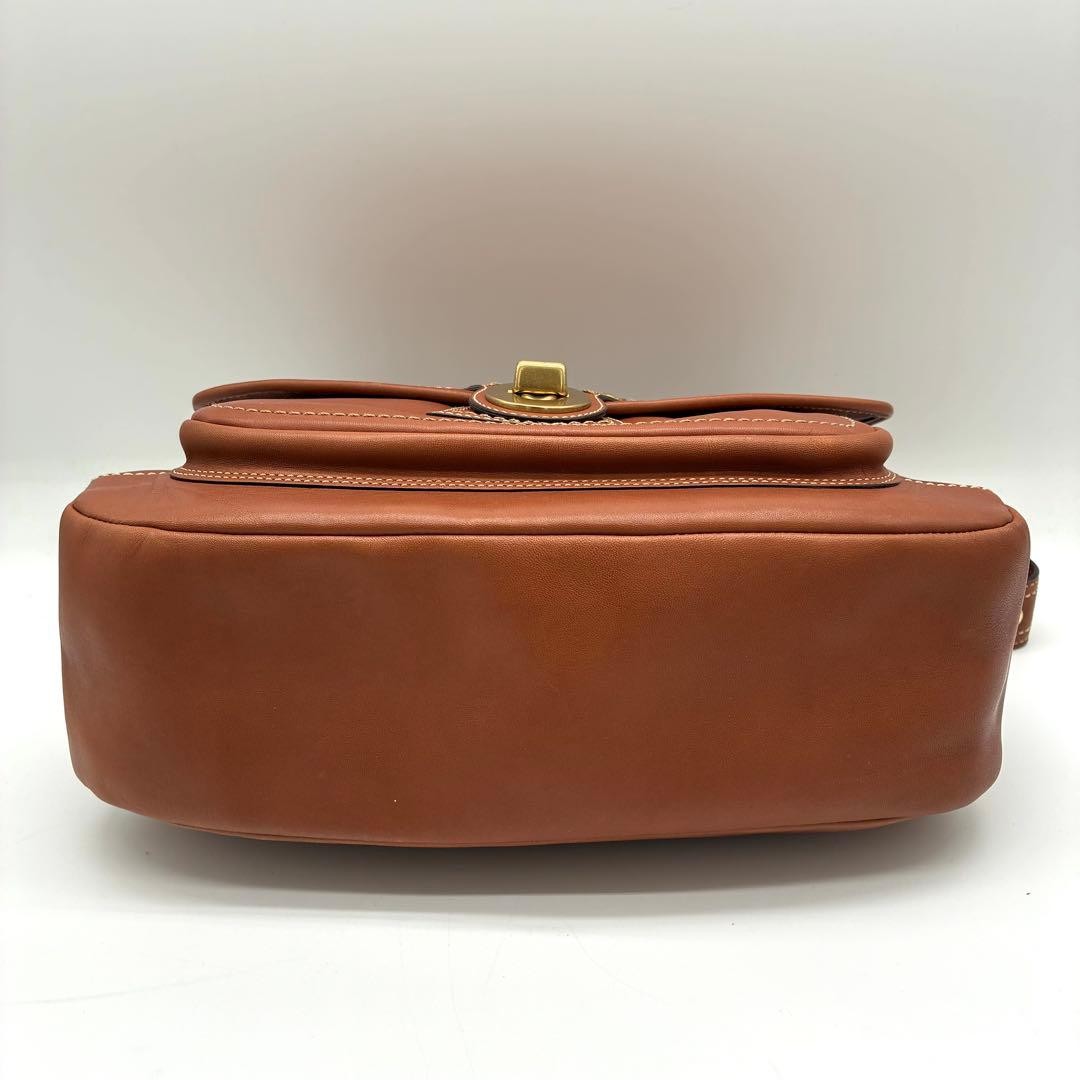 COACH Legacy One Shoulder Bag Brown Leather Turn Lock Pre-Owned Used 33x24x9 cm