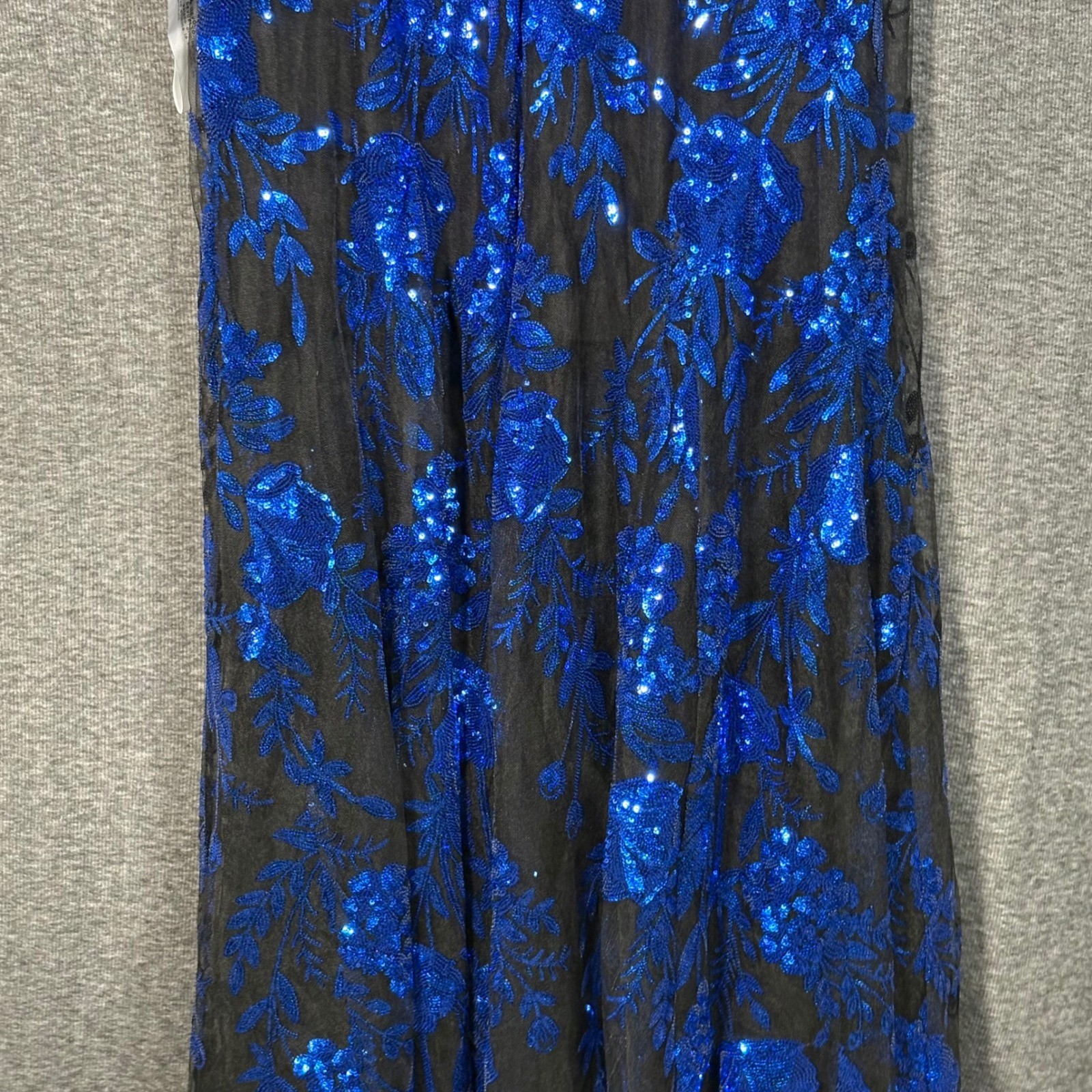 Dress The Population Eleanor Electric Blue Sequin Floral Maxi Gown Womens Large