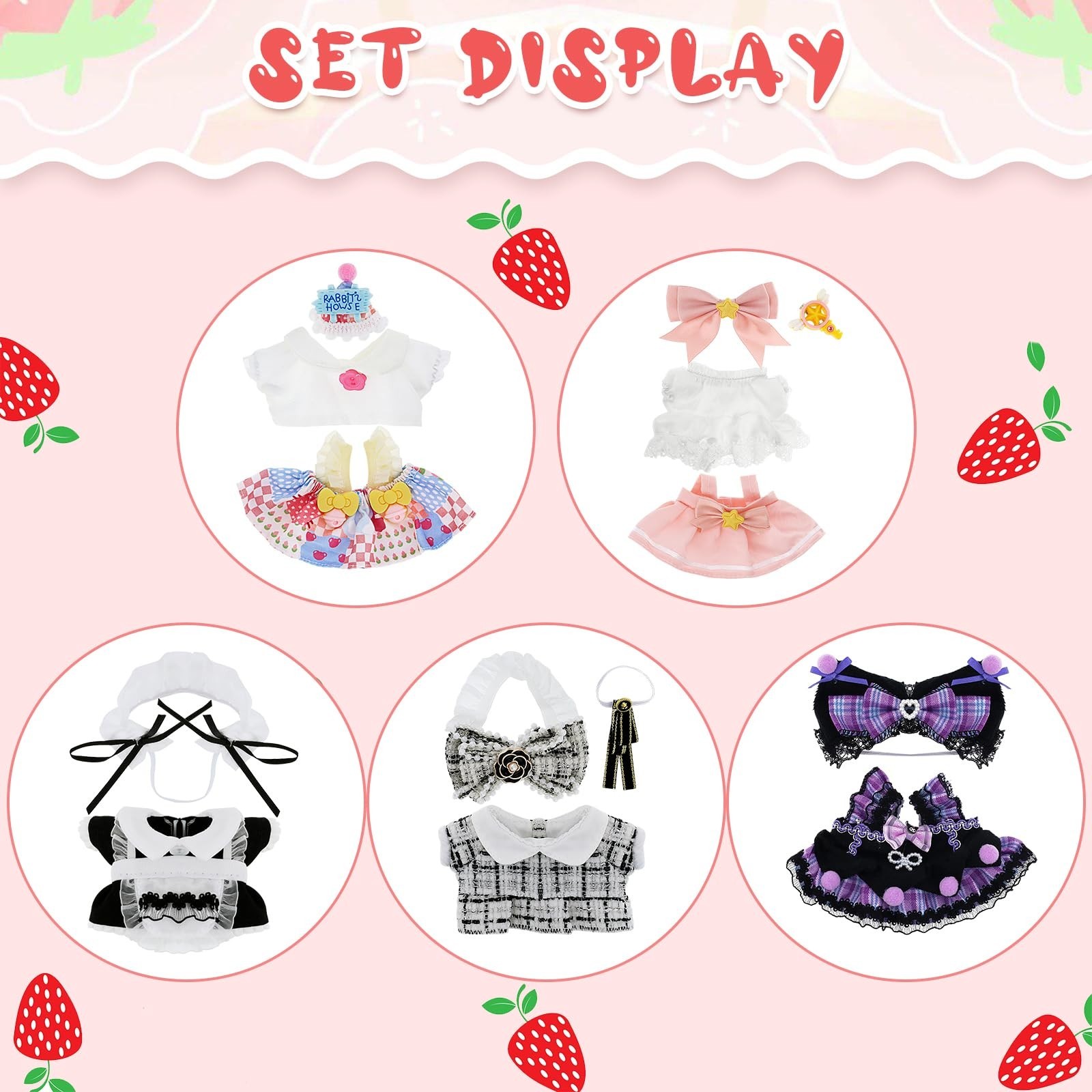 17cm Doll Outfits,3Pcs Clothes for 17cm Doll, Anime Cosplay Dress Cute Outfit…