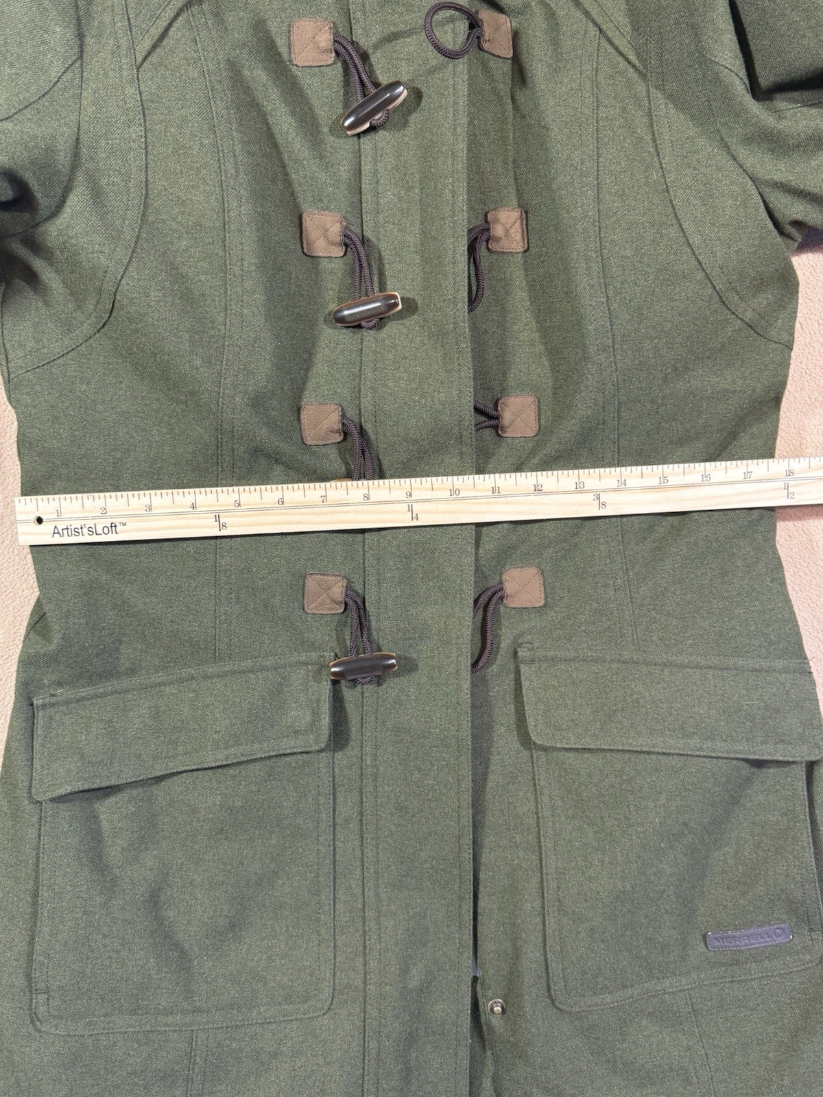 M Green Women’s Merrell Opti-Warm Duffle Coat Full Zip Toggle Quilt Lined Hooded