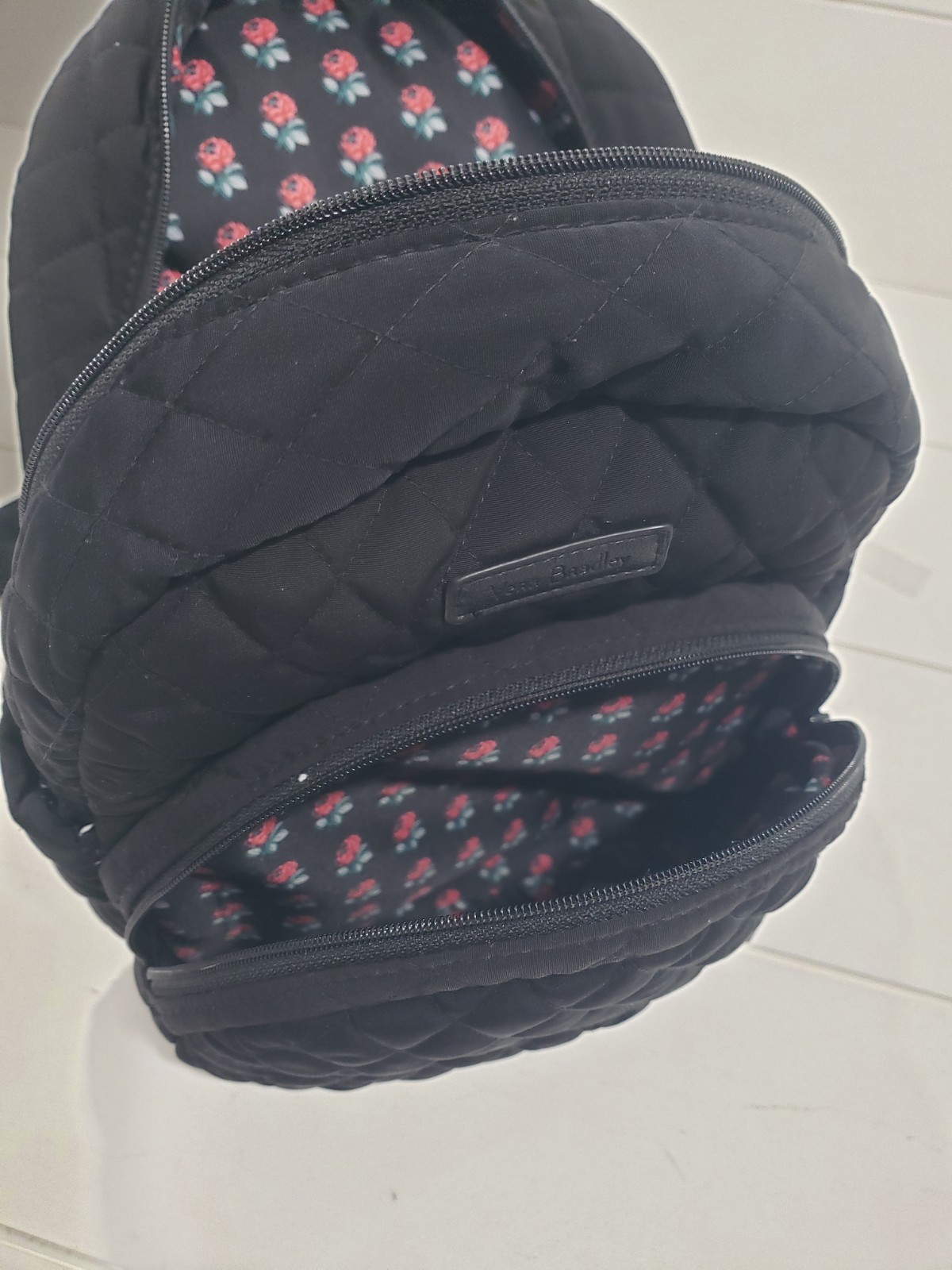 Vera Bradley Essential Compact Classic Black Quilted Backpack Everyday Use