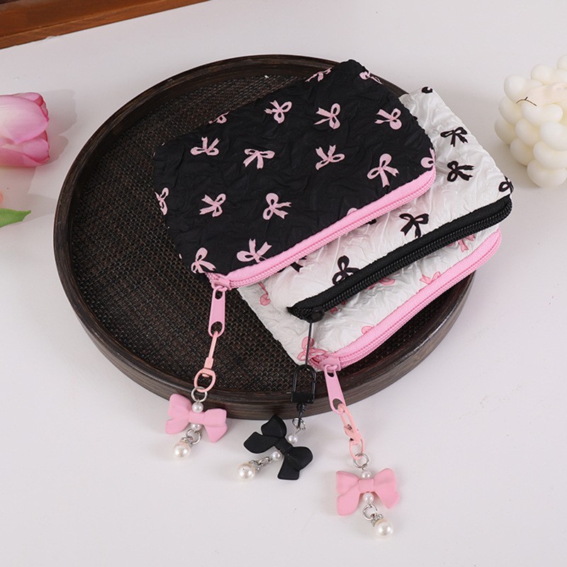 Fabric Bow Coin Purse, Large Capacity Card & Cash Holder, Cute Small Wallet