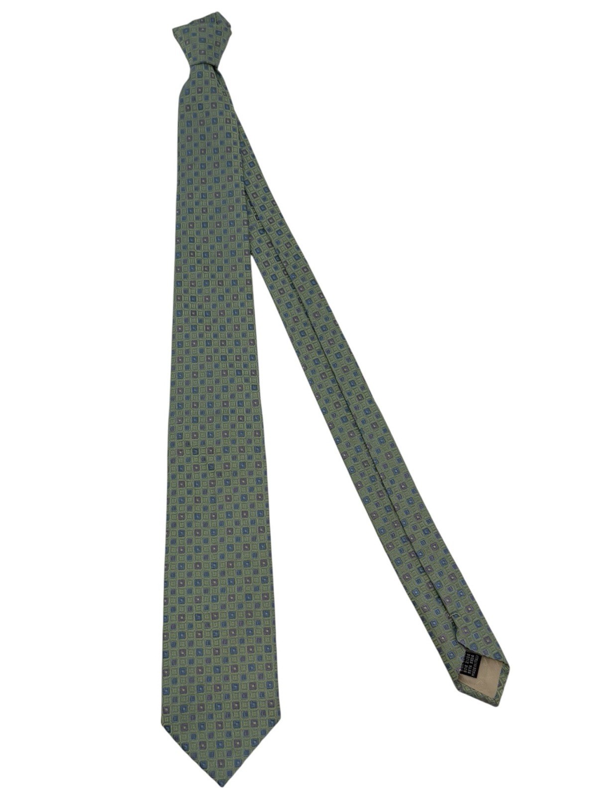 Paul Stuart Silk Tie Green Blue Purple Check Made In Italy 3.25″ x 58″ YGI T6100