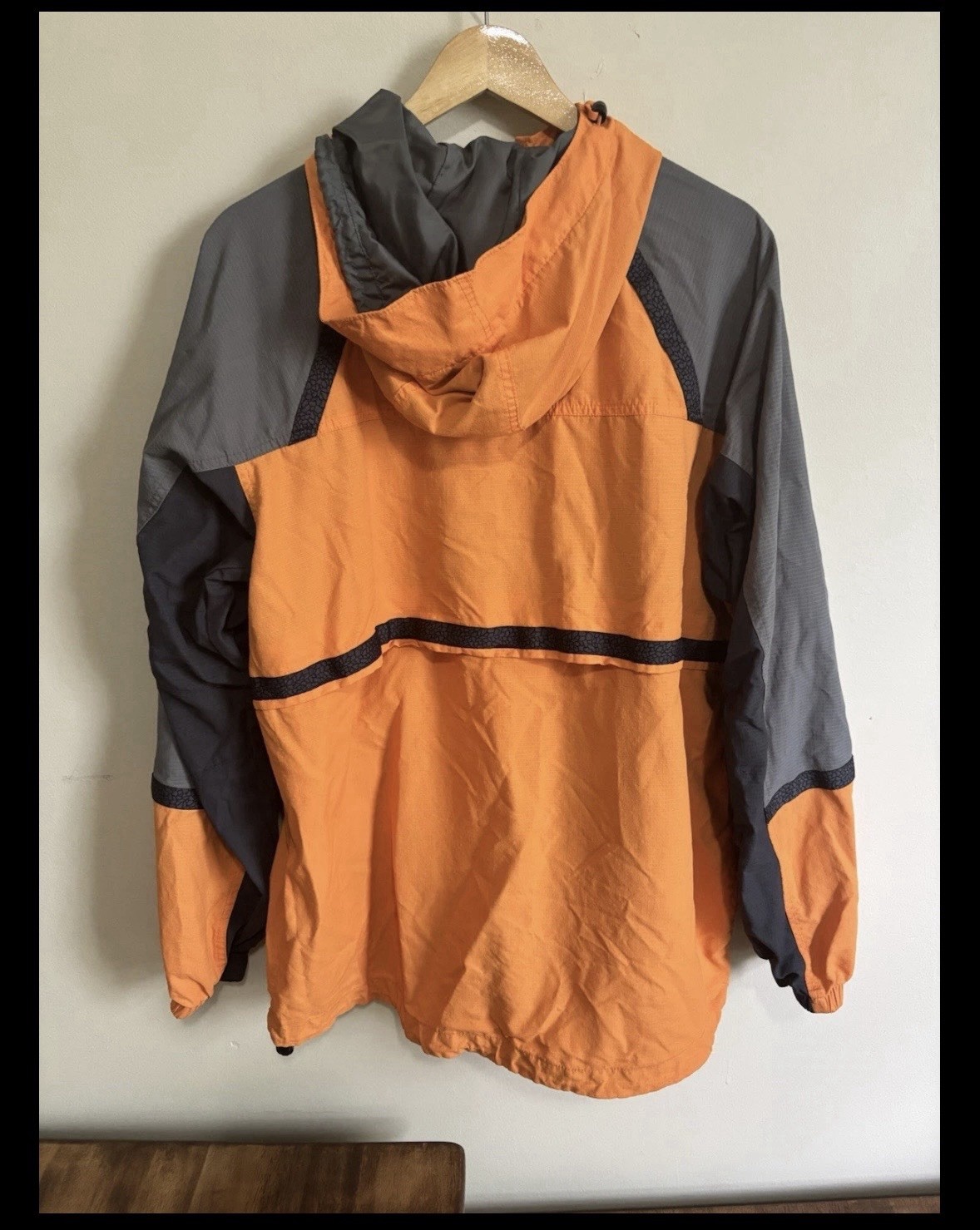 Columbia Men’s Hooded Anorak Jacket Colorblock 1/4 Zip Orange Gray M
