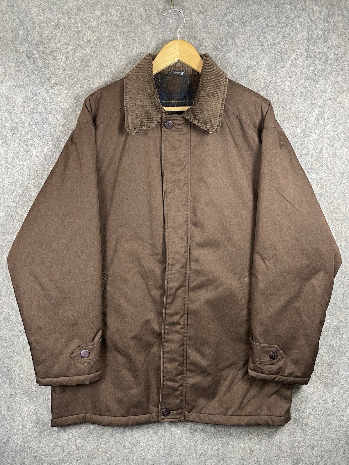Vintage St Michael UK Coat Mens Large Brown Padded Outdoor Utility Jacket