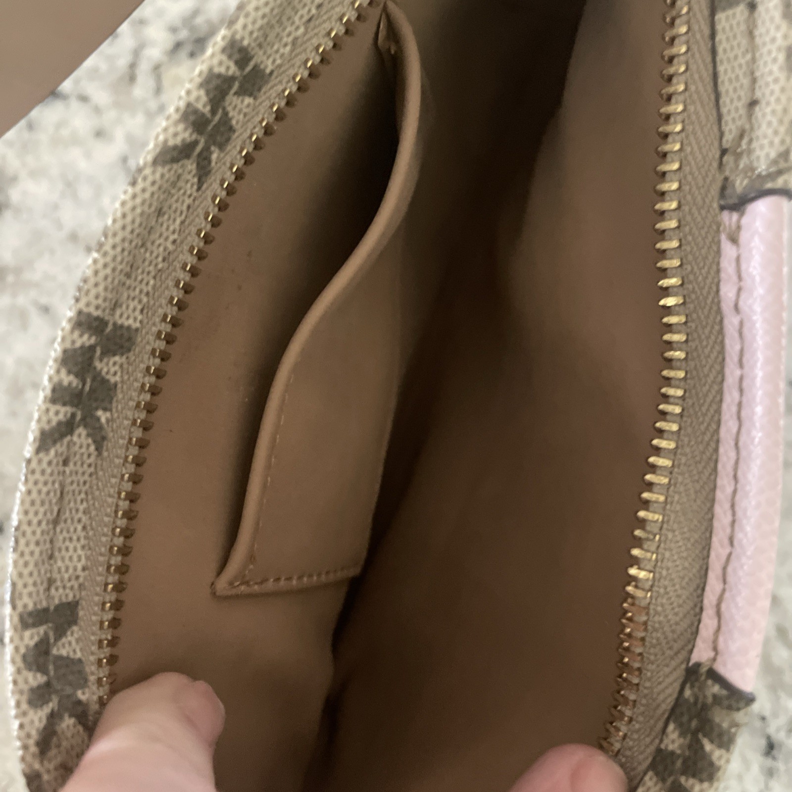 Michael Kors Beige Pink 556137 MK Monogram Belt Bag Fanny Pack