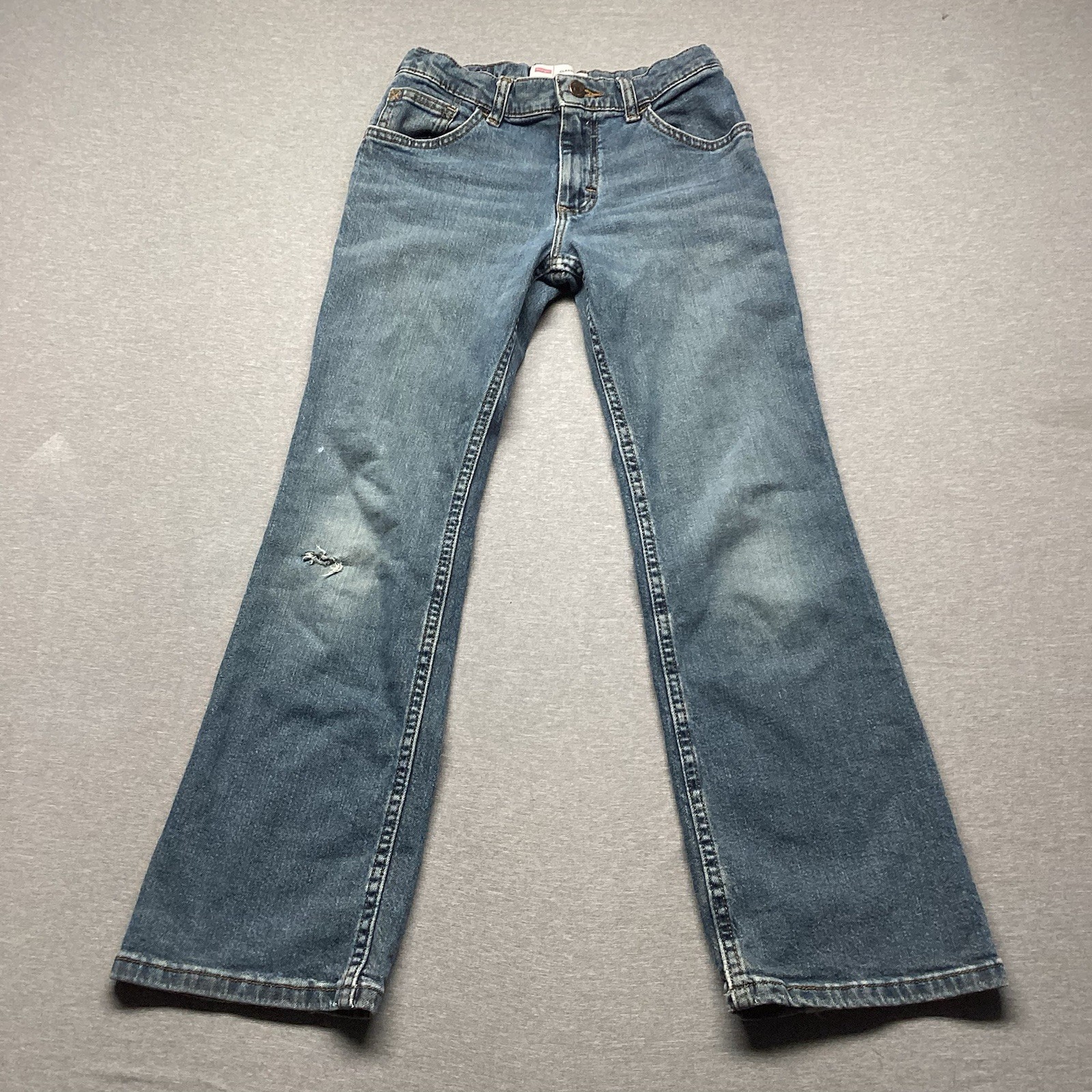 Wrangler Boot Cut Boys Size 12 Slim Denim Blue Jeans Distressed Play School