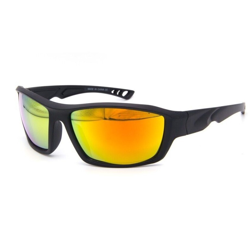 Driving Sunglasses Blue Mirror Lens Black Frame Classic Shades Confortable Sport