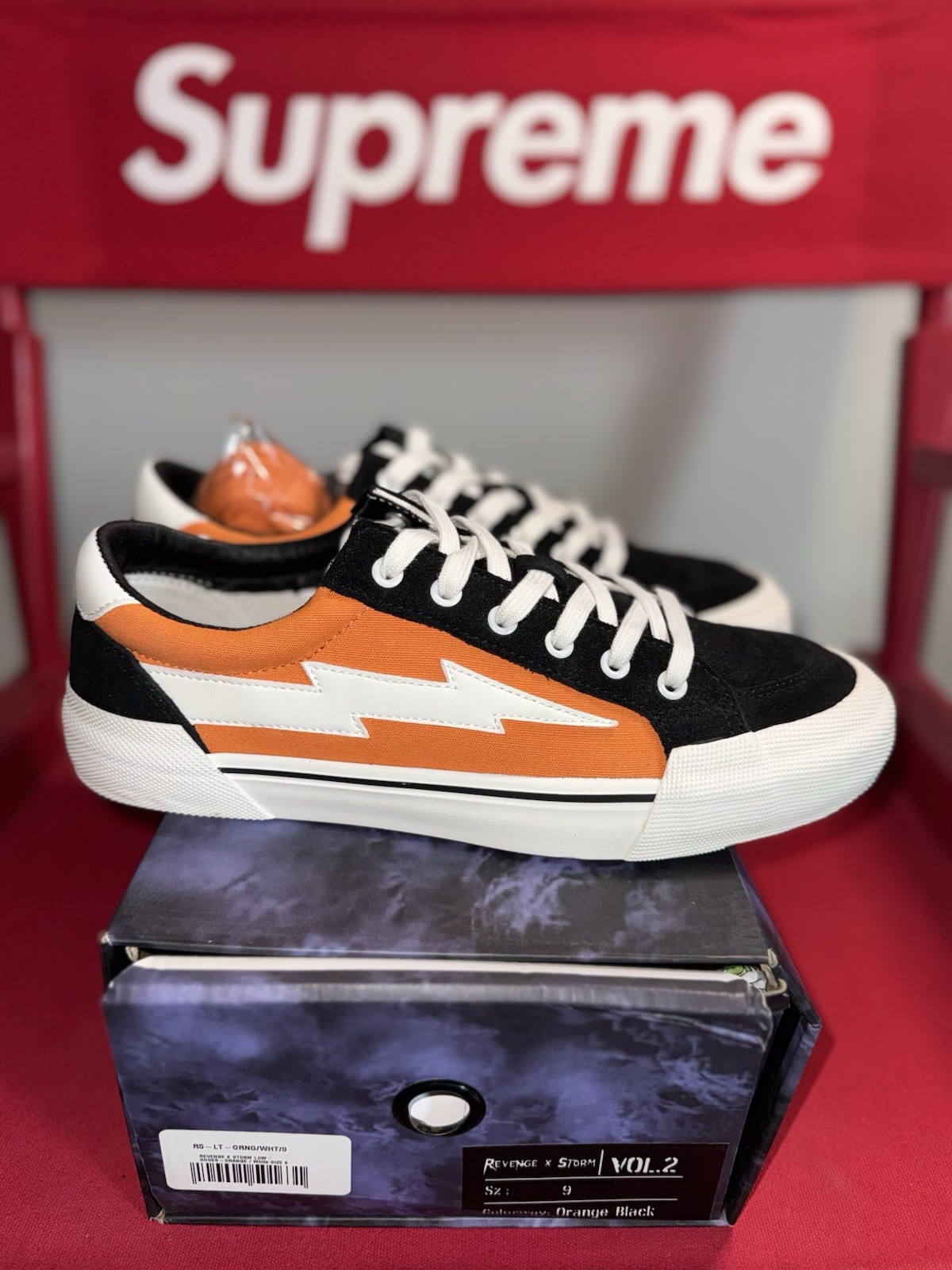 Revenge X Storm Vol. 2 Lo-Top Black/Orange & White Sneakers Unisex 9M/ 10.5W