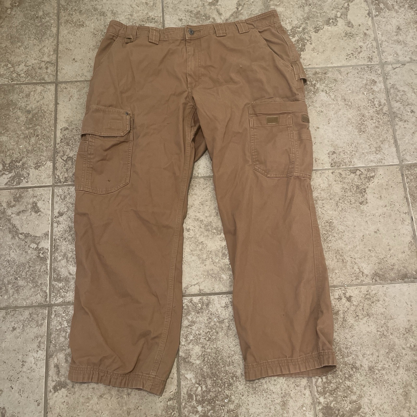 Duluth Trading Pants Flex Fire Hose Mens 37×30 Ultimate Cargo Brown Six Pocket