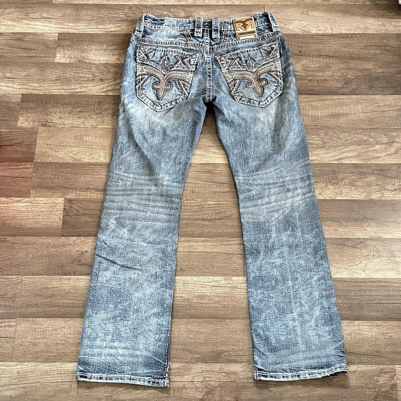 Rock Revival Mens “Rattan” Slim Bootcut Jeans Mens 32×30 Blue Denim