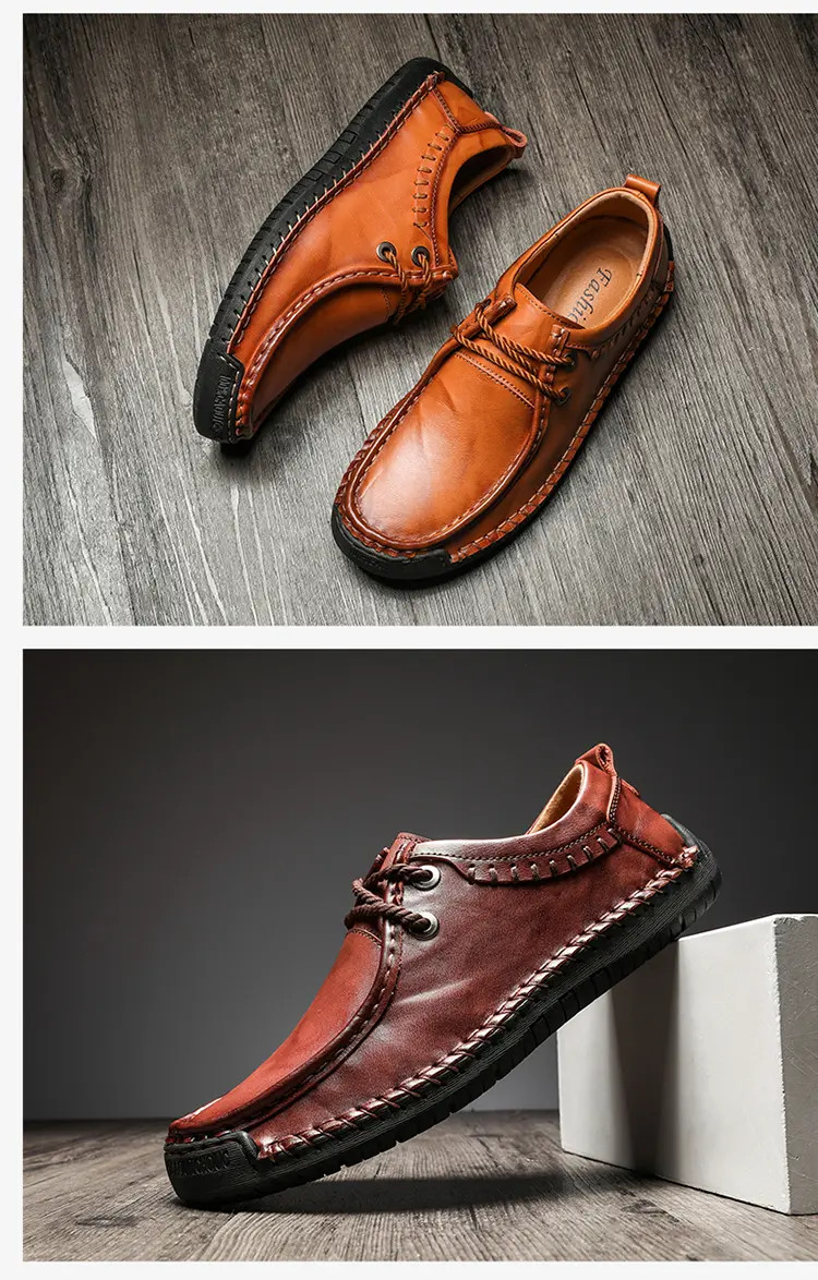 Men’s Vintage Round Toe Lace Up Loafers Formal Driving Causal Flat Heels Shoes