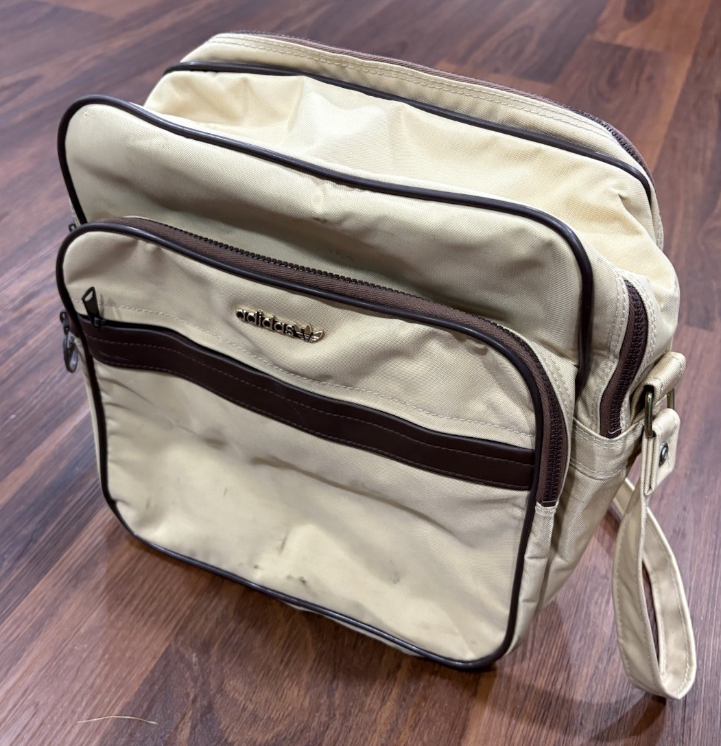 Vintage Beige Adidas 1980’s Shoulder Bag 12″ X 8″ X 12″ Art No 40230 Retro Style
