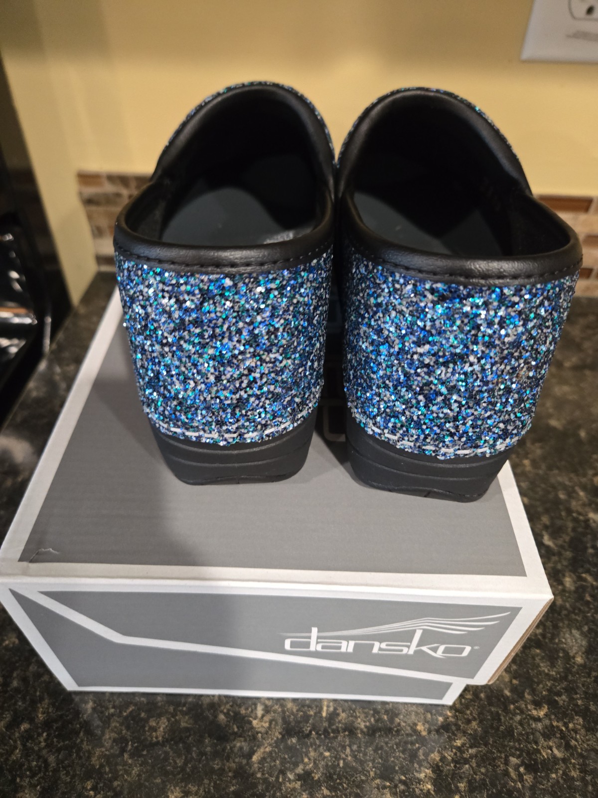 Womans Dansko XP 2.0 Clog Glow Glitter Blue 39 US 8/8.5