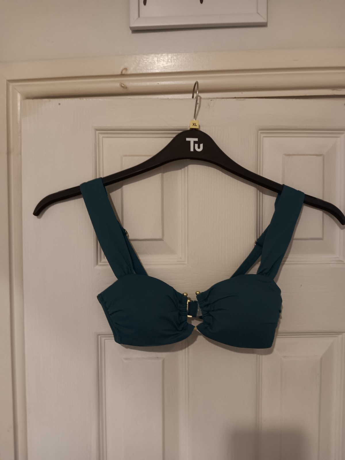 Dark Green F&F Size 6 Bikini Top Gold Effect Clasp Normal Strap New