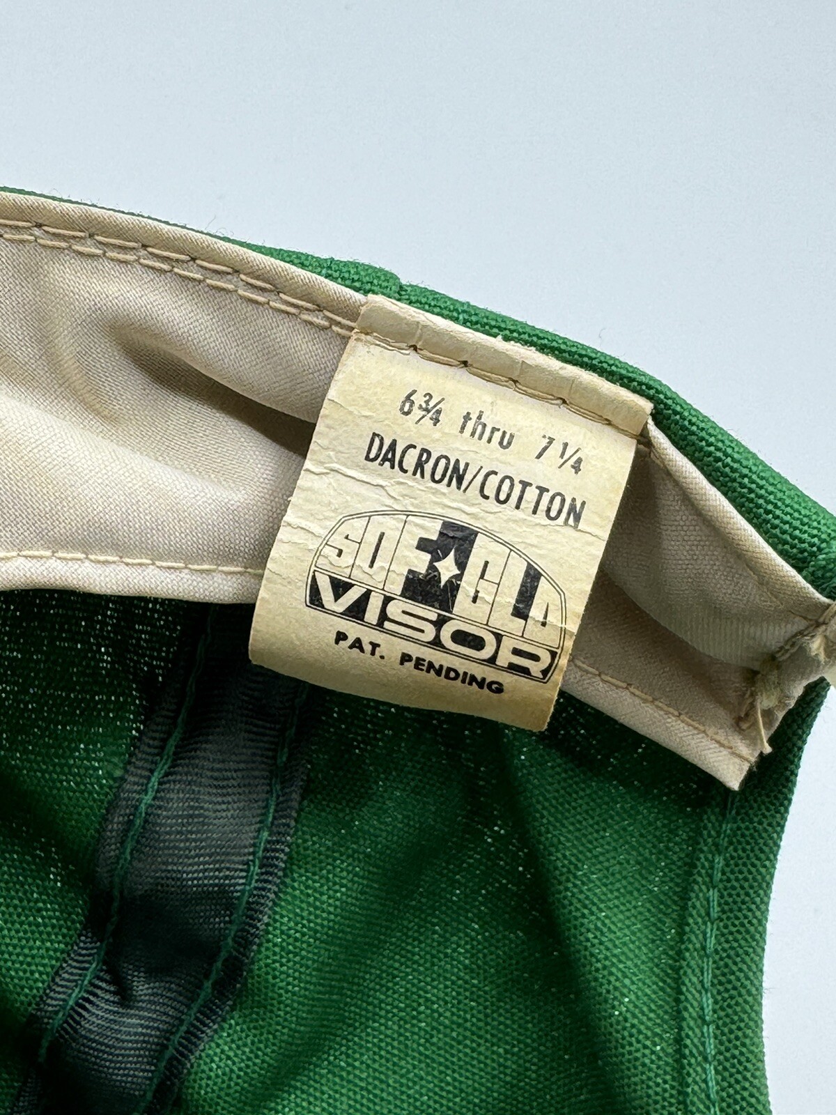 Vintage Green Fishing Patch Adjustable Sun Visor Cap Hat Sof Glo Sz 6.75 – 7.25