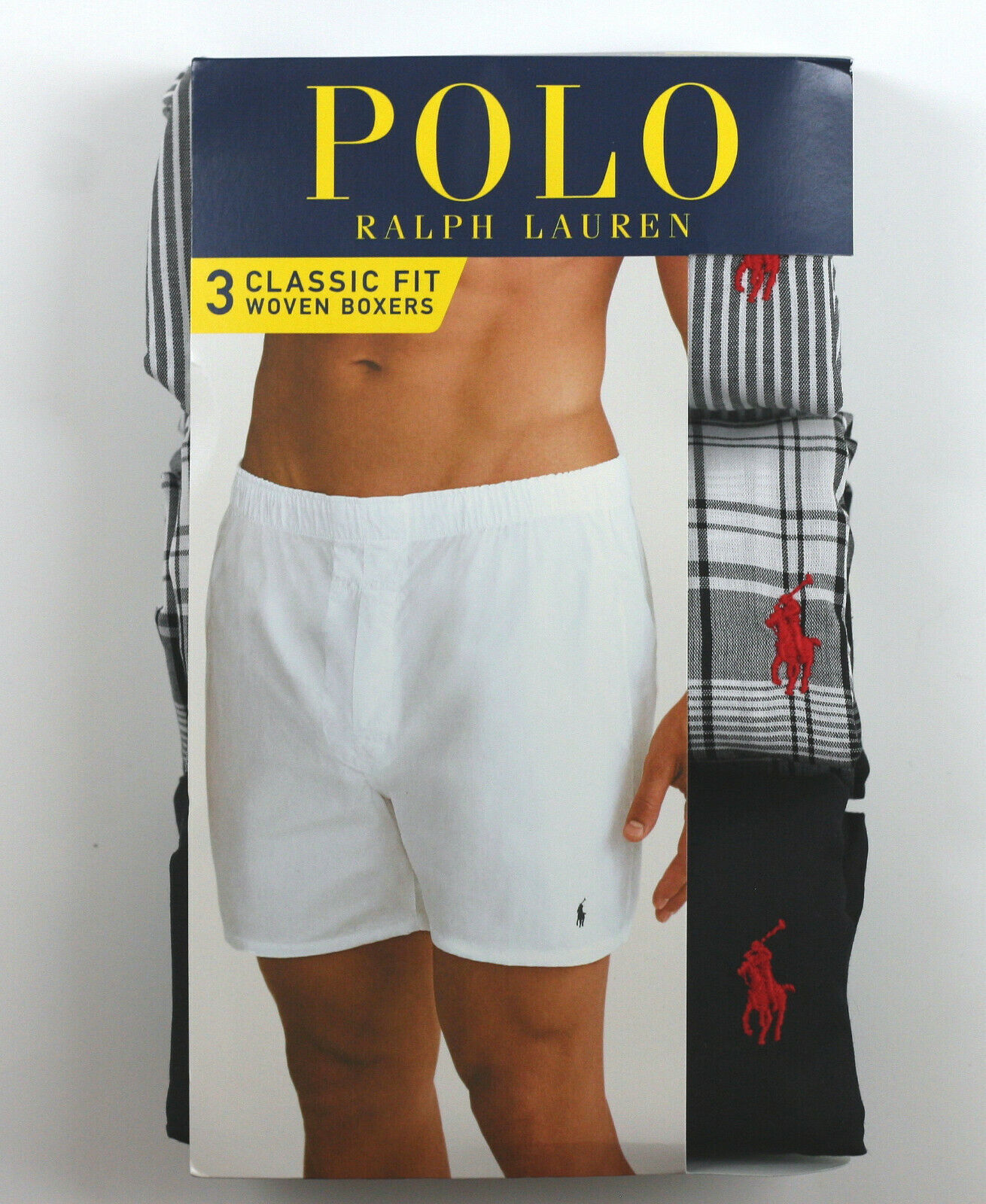 POLO Ralph Lauren Men’s Woven Boxers 3 Pack S M L XL 2XL Black Blue 100% Cotton