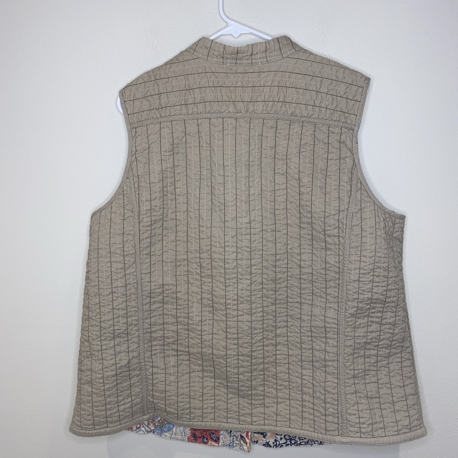 Handmade Reversible Quilted Vest Multicolor Button Closure Pockets XL – 2XL