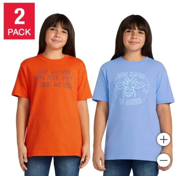 Charlie & Scout Youth SIze XS 5/6 Orange Blue Pack of 2 Short Sleeve T-Shirts NW