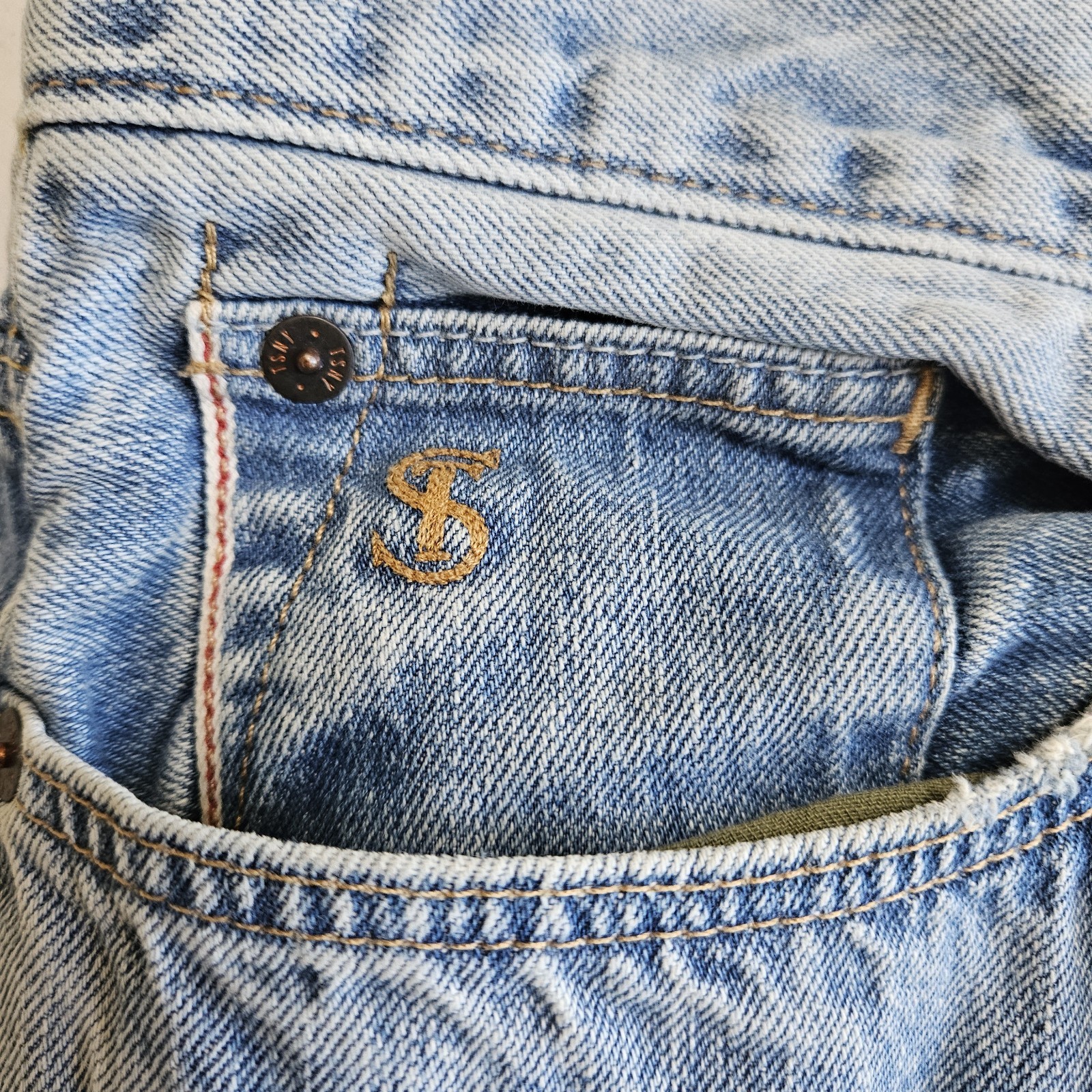 Todd Snyder Relaxed Fit Selvage 12.5 oz Denim Jeans 34×34 Light Wash Button Fly