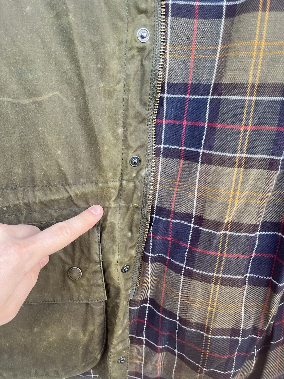 Barbour Dept B Solway Durham Wax Jacket Hooded Beeswax Men’s Olive – Small